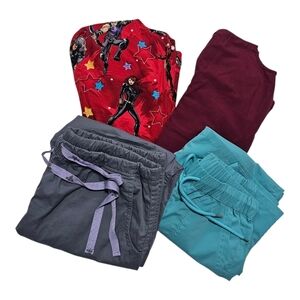 Large Scrub Top And Pants Mixed Brands Med Couture Marvel SB Scrubs